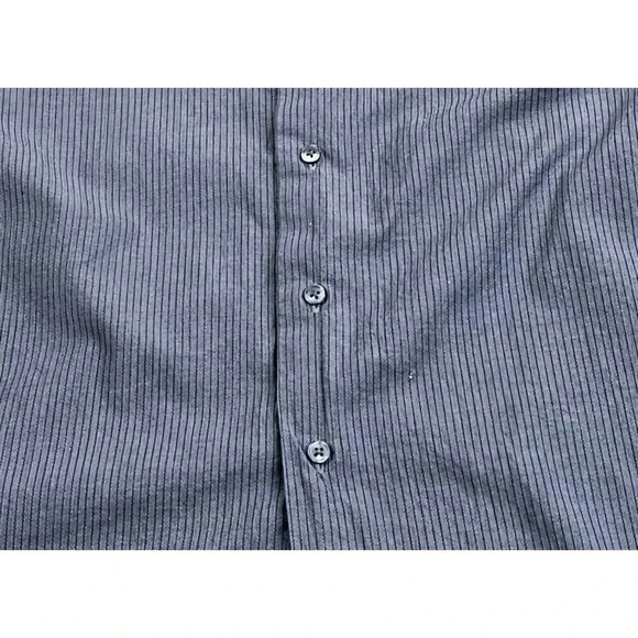 Calvin Klein Size Medium 15 32-33 Men Charcoal Gray Stripe Button Down L/S Shirt - Picture 6 of 9